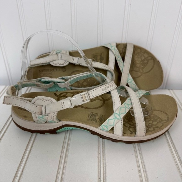 Merrill Shoes - Merrell‎ Jacardia Sandal Women's 9 Ivory Q form Air Cushion Buckle Strappy READ